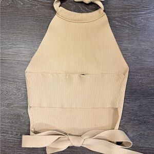 Zara Tan Ribbed Tank Top